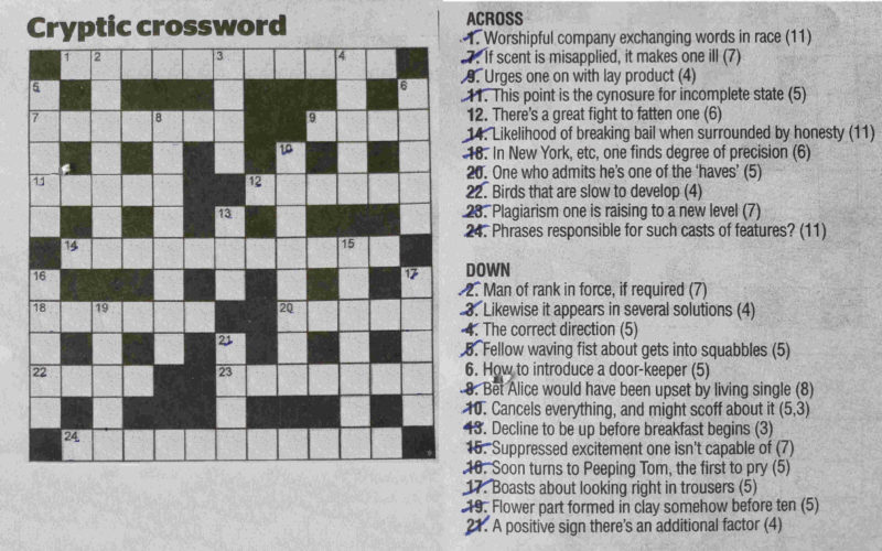 Globe And Mail Cryptic Crossword Printable